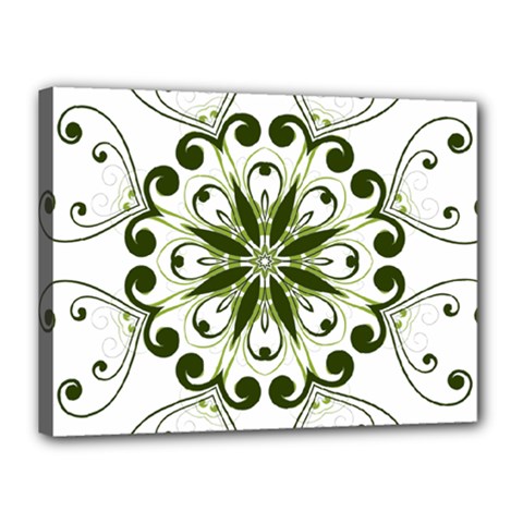 Frame Flourish Flower Green Star Canvas 16  X 12 