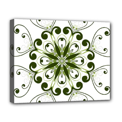 Frame Flourish Flower Green Star Deluxe Canvas 20  X 16  