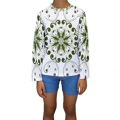 Frame Flourish Flower Green Star Kids  Long Sleeve Swimwear