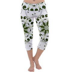 Frame Flourish Flower Green Star Capri Yoga Leggings by Alisyart