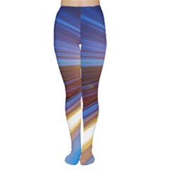 Glow Motion Lines Light Blue Gold Women s Tights