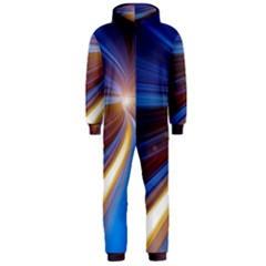 Glow Motion Lines Light Blue Gold Hooded Jumpsuit (men)  by Alisyart