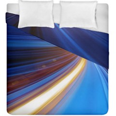 Glow Motion Lines Light Blue Gold Duvet Cover Double Side (king Size)