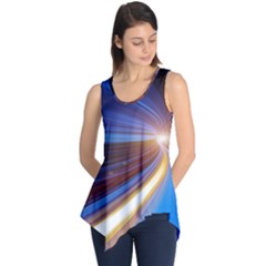 Glow Motion Lines Light Blue Gold Sleeveless Tunic