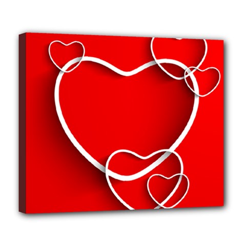 Heart Love Valentines Day Red Deluxe Canvas 24  X 20  