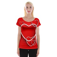 Heart Love Valentines Day Red Women s Cap Sleeve Top