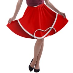 Heart Love Valentines Day Red A-line Skater Skirt