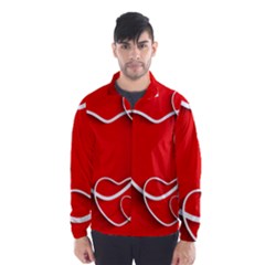 Heart Love Valentines Day Red Wind Breaker (men)