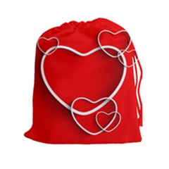 Heart Love Valentines Day Red Drawstring Pouches (xxl) by Alisyart