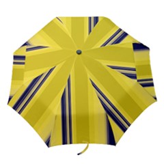 Yellow Blue Background Stripes Folding Umbrellas by Simbadda