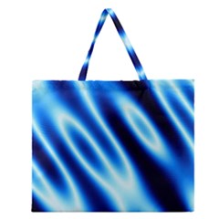 Grunge Blue White Pattern Background Zipper Large Tote Bag by Simbadda