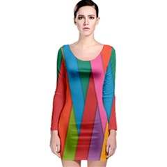 Colorful Lines Pattern Long Sleeve Bodycon Dress by Simbadda