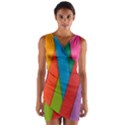 Colorful Lines Pattern Wrap Front Bodycon Dress View1