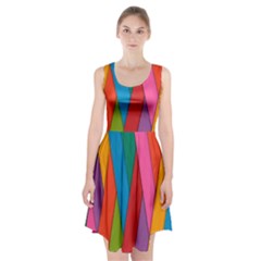 Colorful Lines Pattern Racerback Midi Dress by Simbadda