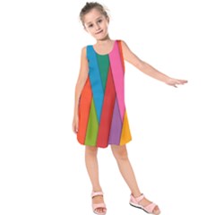 Colorful Lines Pattern Kids  Sleeveless Dress by Simbadda