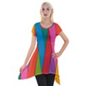 Colorful Lines Pattern Short Sleeve Side Drop Tunic View1