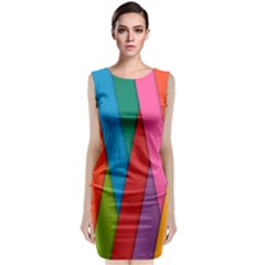 Colorful Lines Pattern Sleeveless Velvet Midi Dress by Simbadda