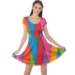 Colorful Lines Pattern Cap Sleeve Dresses by Simbadda