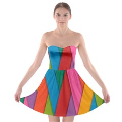 Colorful Lines Pattern Strapless Bra Top Dress by Simbadda