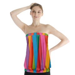 Colorful Lines Pattern Strapless Top by Simbadda