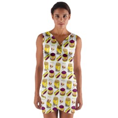 Hamburger And Fries Wrap Front Bodycon Dress