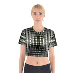 Interwoven Grid Pattern In Green Cotton Crop Top by Simbadda