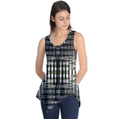 Interwoven Grid Pattern In Green Sleeveless Tunic by Simbadda