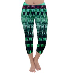 Green Triangle Patterns Capri Winter Leggings  by Simbadda