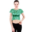 Green Background Pattern Crew Neck Crop Top View1