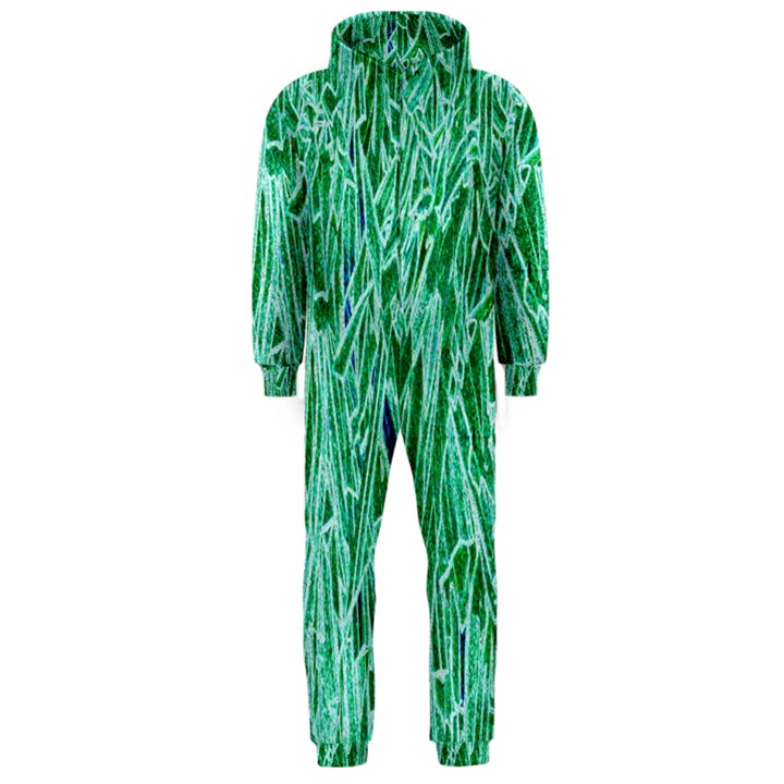 Green Background Pattern Hooded Jumpsuit (Men) 