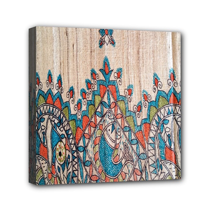 Blue Brown Cloth Design Mini Canvas 6  x 6 