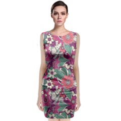Seamless Floral Pattern Background Classic Sleeveless Midi Dress by TastefulDesigns