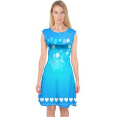 Blue Dot Star Capsleeve Midi Dress by Simbadda