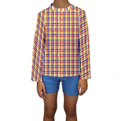 Yellow Blue Red Lines Color Pattern Kids  Long Sleeve Swimwear by Simbadda