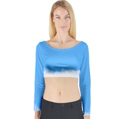 Blue Sky Clouds Day Long Sleeve Crop Top by Simbadda