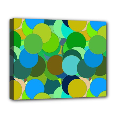 Green Aqua Teal Abstract Circles Deluxe Canvas 20  X 16  