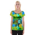 Green Aqua Teal Abstract Circles Women s Cap Sleeve Top View1