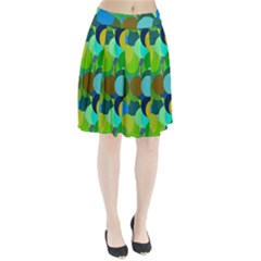 Green Aqua Teal Abstract Circles Pleated Skirt by Simbadda