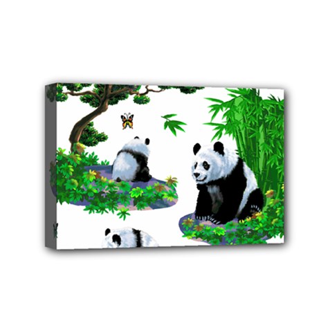 Cute Panda Cartoon Mini Canvas 6  X 4 