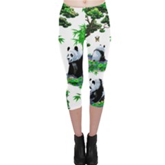 Cute Panda Cartoon Capri Leggings  by Simbadda