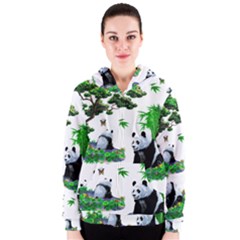 Cute Panda Cartoon Women s Zipper Hoodie by Simbadda