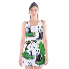 Cute Panda Cartoon Scoop Neck Skater Dress by Simbadda