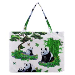 Cute Panda Cartoon Medium Zipper Tote Bag by Simbadda