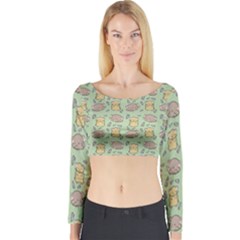 Cute Hamster Pattern Long Sleeve Crop Top by Simbadda