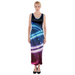 Illustrations Color Purple Blue Circle Space Fitted Maxi Dress