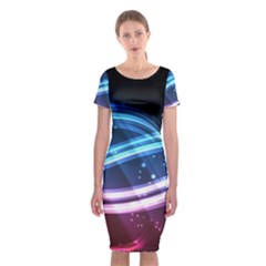 Illustrations Color Purple Blue Circle Space Classic Short Sleeve Midi Dress by Alisyart