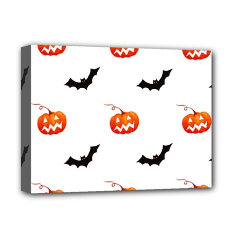 Halloween Seamless Pumpkin Bat Orange Black Sinister Deluxe Canvas 16  X 12  