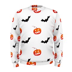 Halloween Seamless Pumpkin Bat Orange Black Sinister Men s Sweatshirt by Alisyart