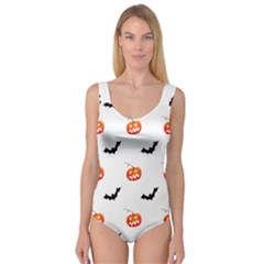 Halloween Seamless Pumpkin Bat Orange Black Sinister Princess Tank Leotard  by Alisyart