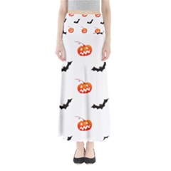 Halloween Seamless Pumpkin Bat Orange Black Sinister Maxi Skirts